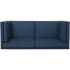 Reed Sofa 2 Side Pillows Blue Polyester Upholstery Black Wood 83 Inch By Casagear Home BM321154