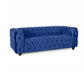 Arlo Sofa, Chesterfield Tufted Blue Velvet Upholstery, Black Wood, 84 Inch By Casagear Home