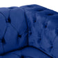 Arlo Sofa Chesterfield Tufted Blue Velvet Upholstery Black Wood 84 Inch By Casagear Home BM321157