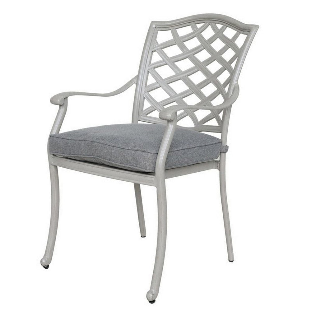 Wynn Outdoor Dining Armchair Set of 2 Aluminum Heritage Gray Finish By Casagear Home BM321162