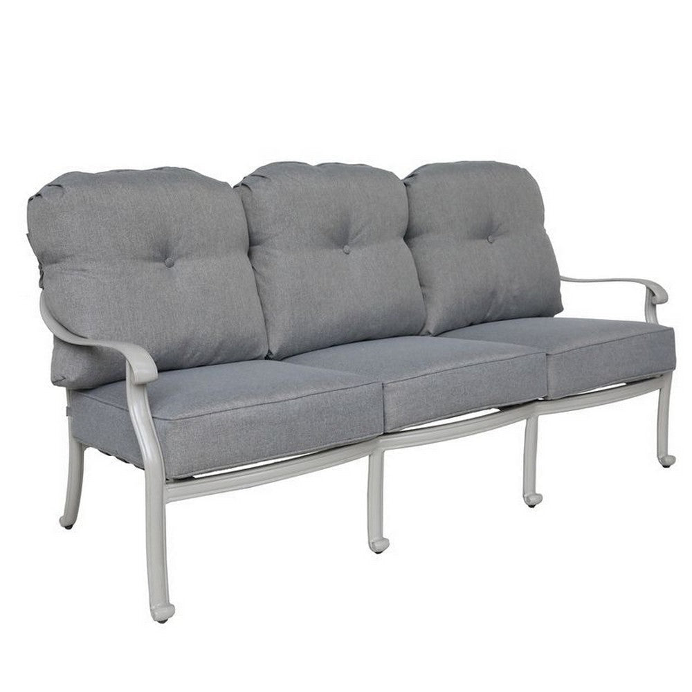 Wynn Outdoor Patio Sofa with Cushion, 75 Inch, Aluminum, Gray Polyester By Casagear Home