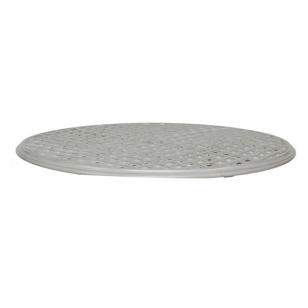 Wynn Outdoor Patio Dining Table 49 Inch Round Lattice Top Aluminum Gray By Casagear Home BM321166