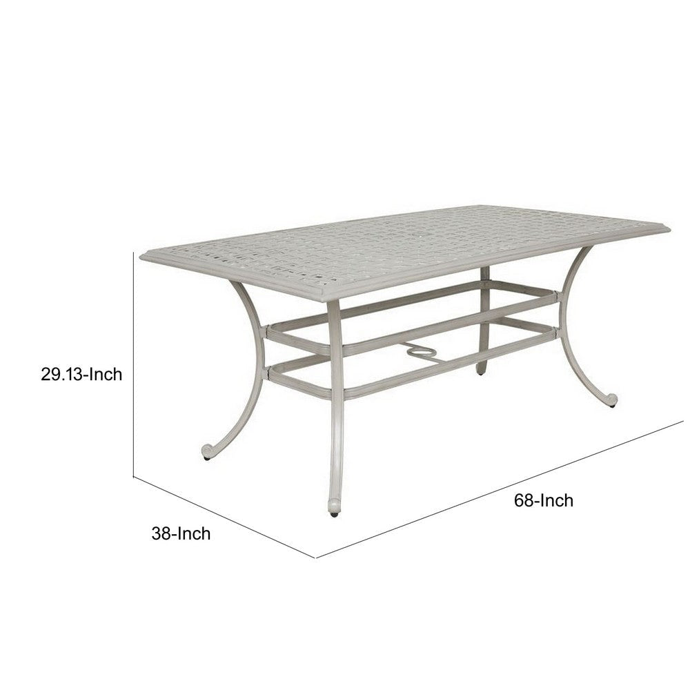 Wynn Outdoor Patio Dining Table 68 Inch Rectangle Trestle Aluminum Gray By Casagear Home BM321167