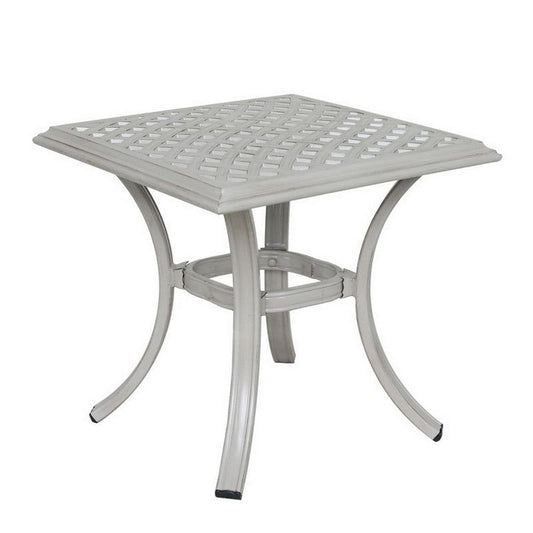 Wynn Outdoor Standard End Table, 22 Inch Square, Aluminum, Gray Finish By Casagear Home