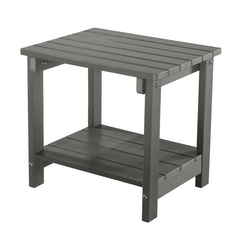 West Outdoor Patio End Table with Shelf 16 Inch Modern Wood Style Gray By Casagear Home BM321178