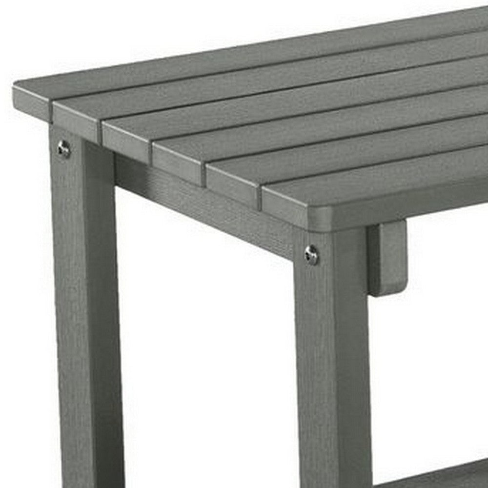 West Outdoor Patio End Table with Shelf 16 Inch Modern Wood Style Gray By Casagear Home BM321178