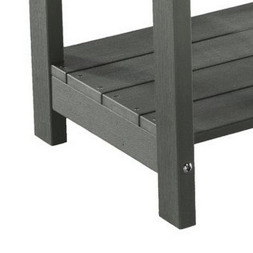 West Outdoor Patio End Table with Shelf 16 Inch Modern Wood Style Gray By Casagear Home BM321178