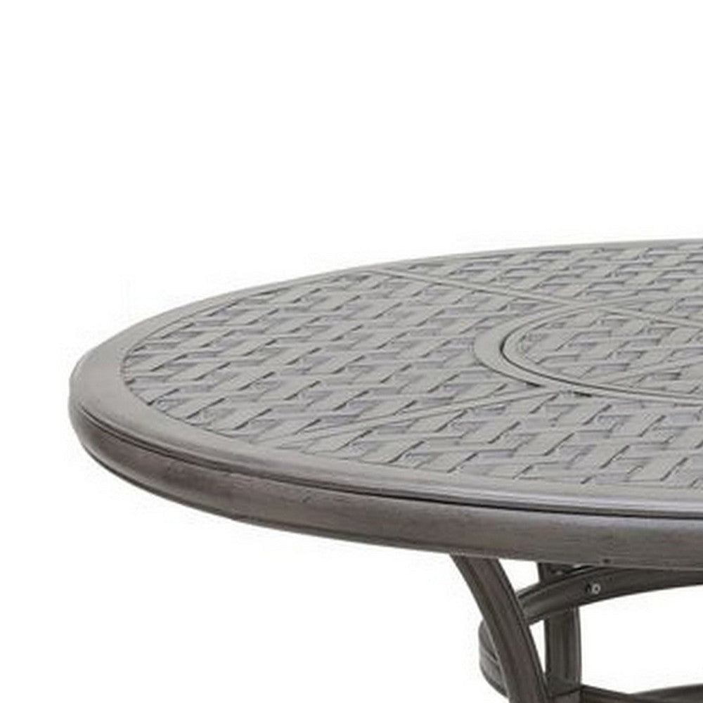 Mace Outdoor Patio Dining Table 52 Inch Round Lattice Top Aluminum Gray By Casagear Home BM321180