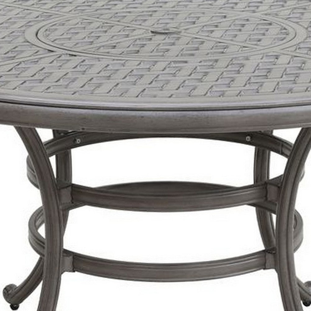 Mace Outdoor Patio Dining Table 52 Inch Round Lattice Top Aluminum Gray By Casagear Home BM321180