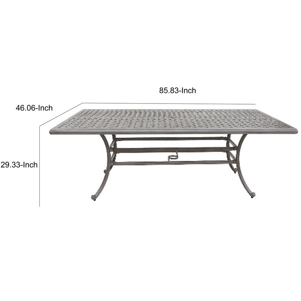 Mace Outdoor Patio Dining Table 86 Inch Rectangle Top Aluminum Gray By Casagear Home BM321181