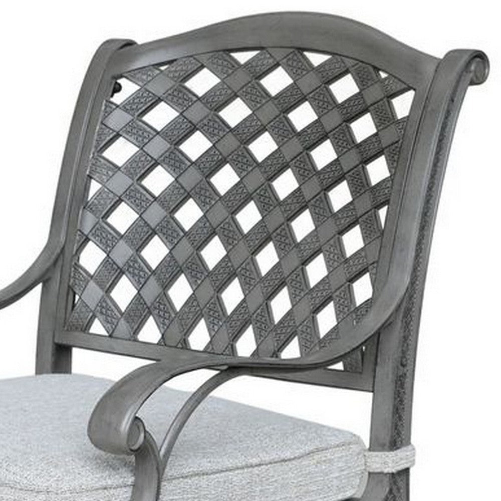 Mace Outdoor Patio Dining Armchair 24 Inch Aluminium Golden Beige By Casagear Home BM321187