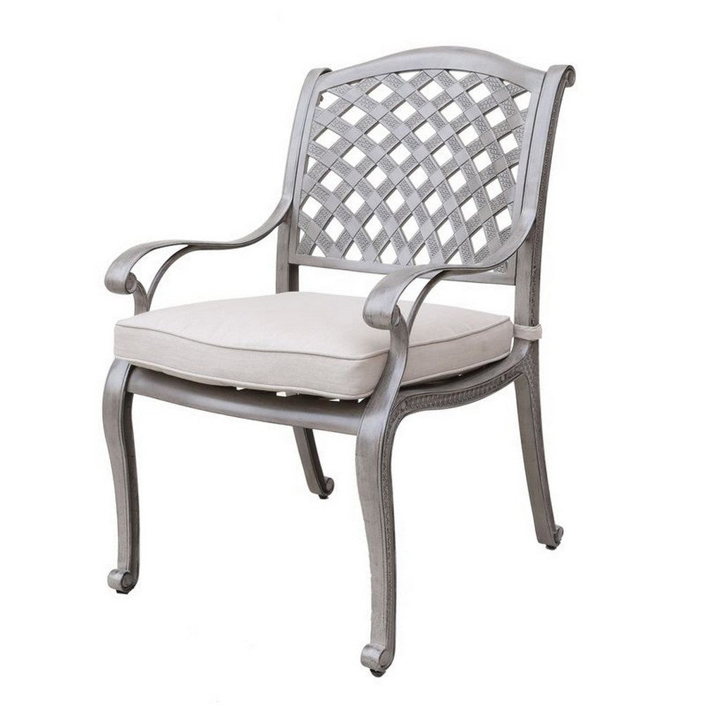 Mace Outdoor Patio Dining Armchair 24 Inch Aluminium Heritage Gray By Casagear Home BM321188