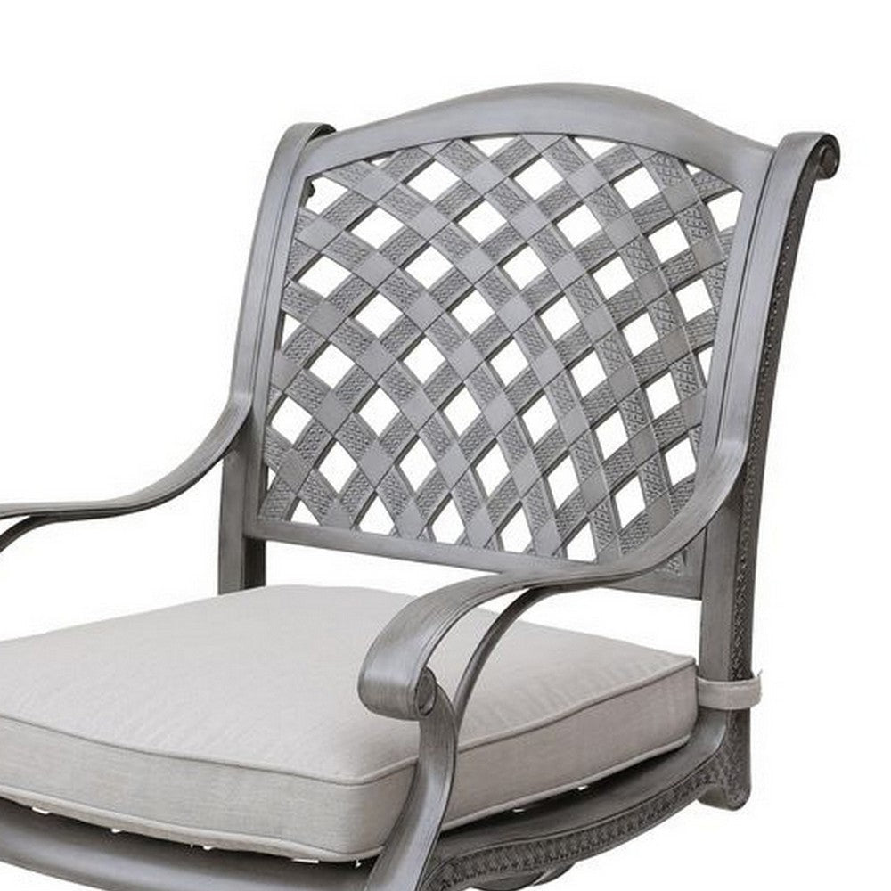 Mace Outdoor Dining Swivel Rocker Chair Set of 2 Aluminium Heritage Gray By Casagear Home BM321190