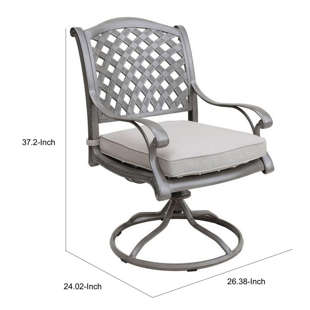 Mace Outdoor Dining Swivel Rocker Chair Set of 2 Aluminium Heritage Gray By Casagear Home BM321190