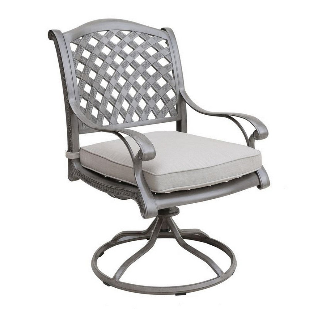 Mace Outdoor Dining Swivel Rocker Chair Set of 2, Aluminium, Heritage Gray By Casagear Home