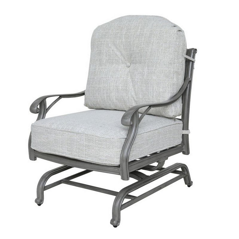 Mace Outdoor Club Motion Chair Set of 2 High Back Aluminium Golden Beige By Casagear Home BM321191