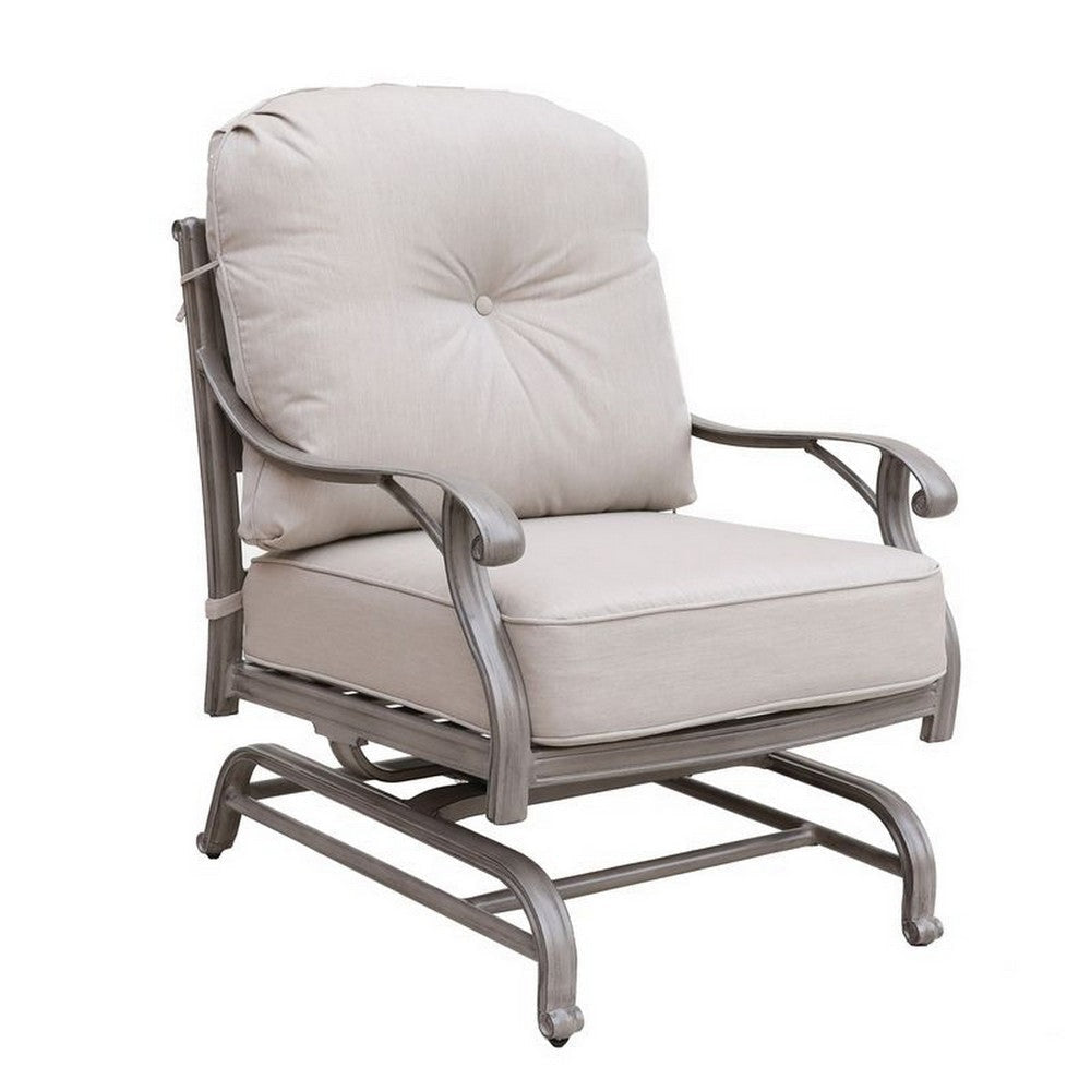 Mace Outdoor Club Motion Chair Set of 2, High Back Aluminium, Heritage Gray By Casagear Home