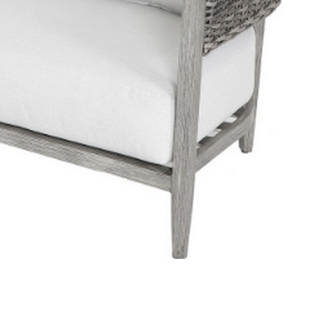 Cali Outdoor Sofa 2 Side Pillows 89 Inch Woven Wicker Gray Driftwood By Casagear Home BM321195