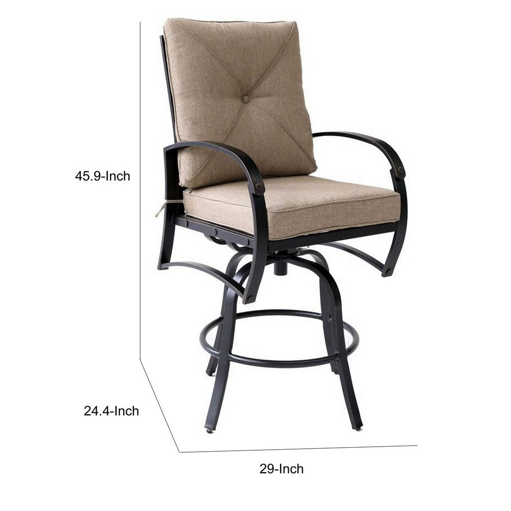 Vale Outdoor Barstool Chair Set of 2 Dacron Wrap Aluminum Frame Beige By Casagear Home BM321200