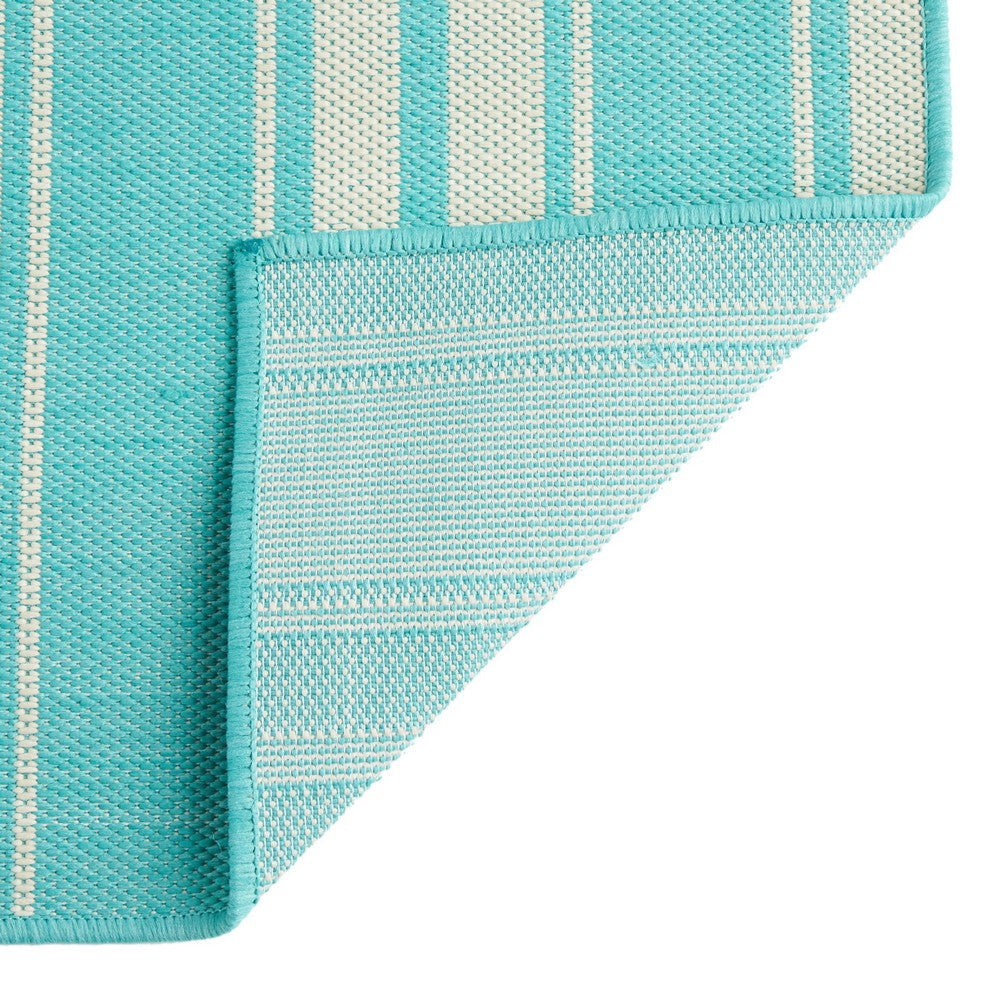 Nina 5 x 7 Area Rug Teal Ivory Indoor Outdoor Handcrafted Stripes By Casagear Home BM321204