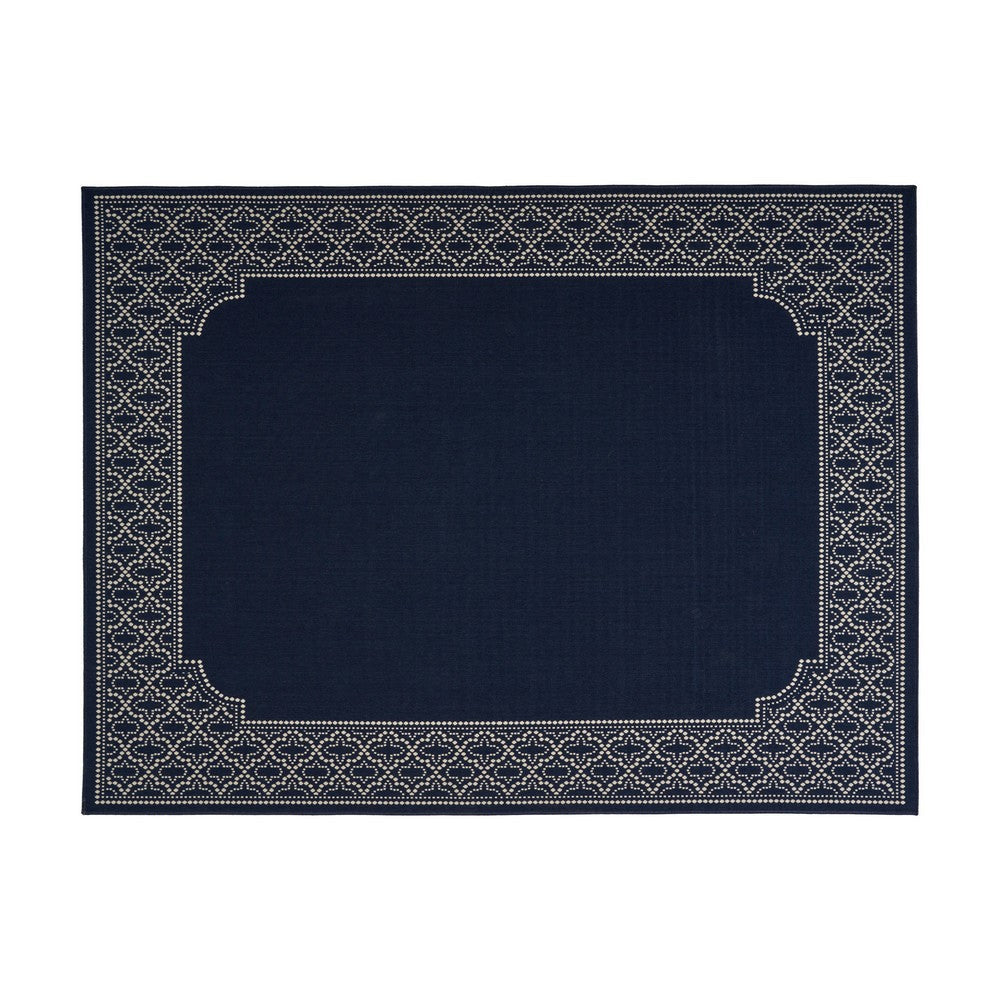 Marina Area Rug, Rectangular 5 x 7, Indoor Outdoor Navy Blue and White By Casagear Home