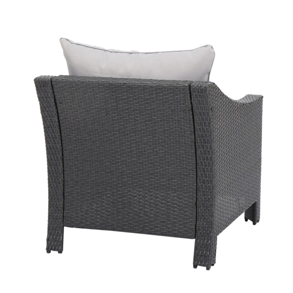 Annie Outdoor Accent Chair Set of 2 Silver Cushions Gray Rattan Iron By Casagear Home BM321206