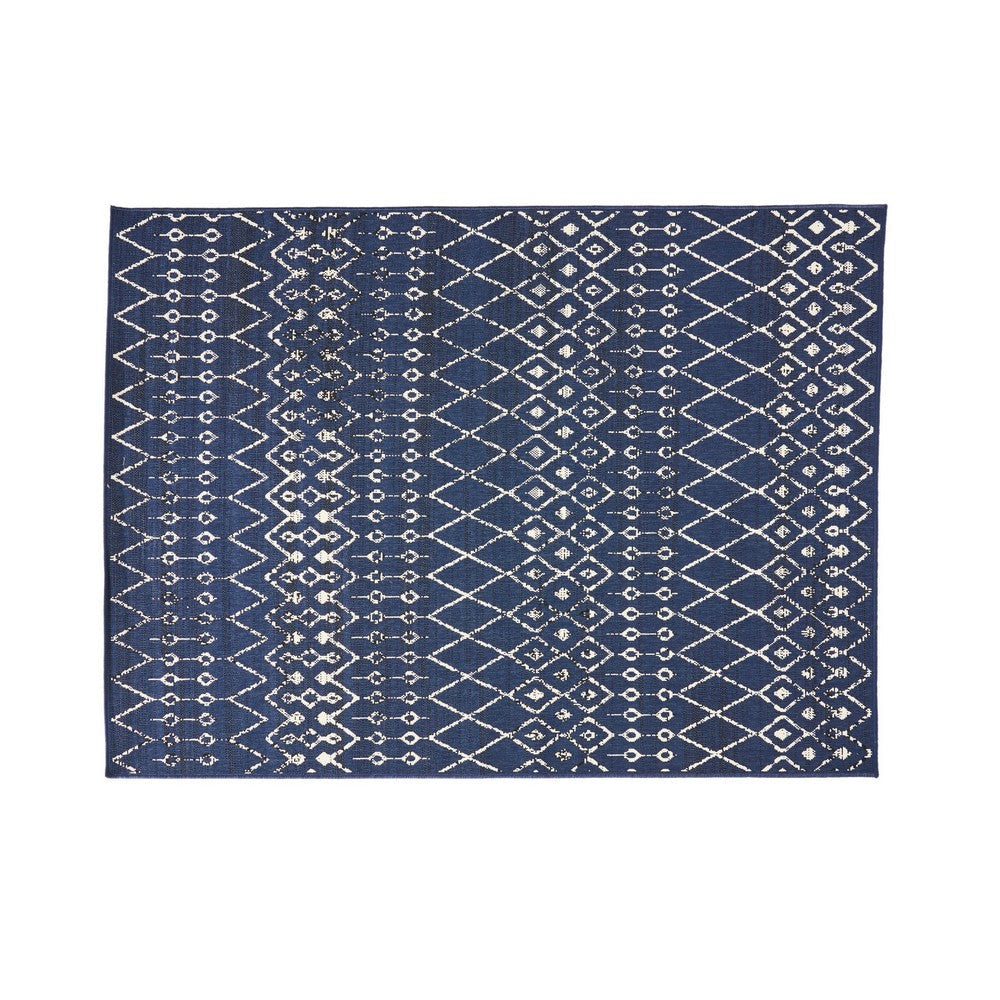 Cynth Area Rug Rectangular 5 x 7, Blue Indoor Outdoor Boho Ivory Pattern By Casagear Home