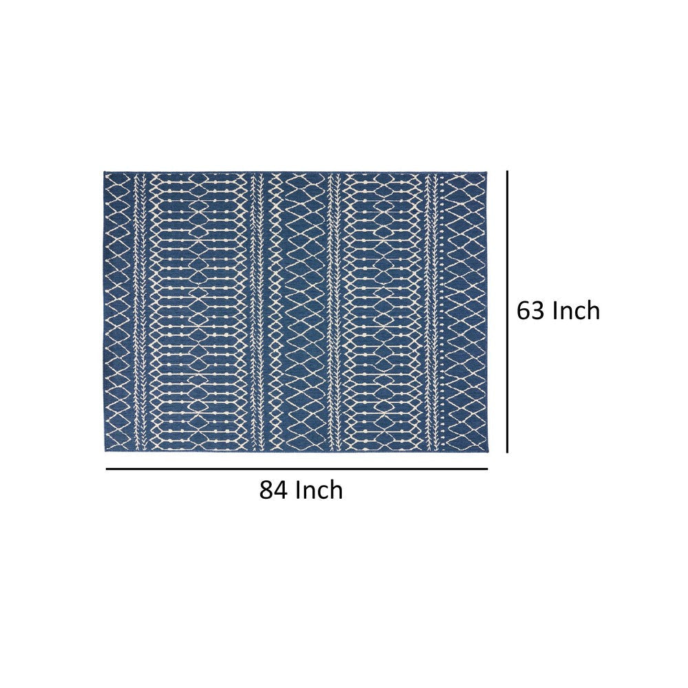 Sham Area Rug Rectangular 5 x 7 Blue Indoor Outdoor Handcrafted Details By Casagear Home BM321209