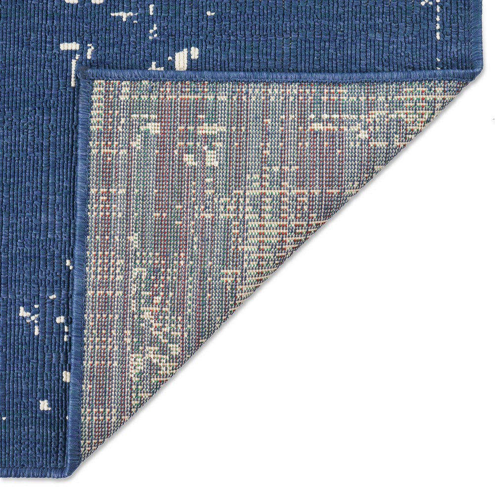 Sima Area Rug Rectangular 8 x 10 Blue Woven Indoor Outdoor White Design By Casagear Home BM321211