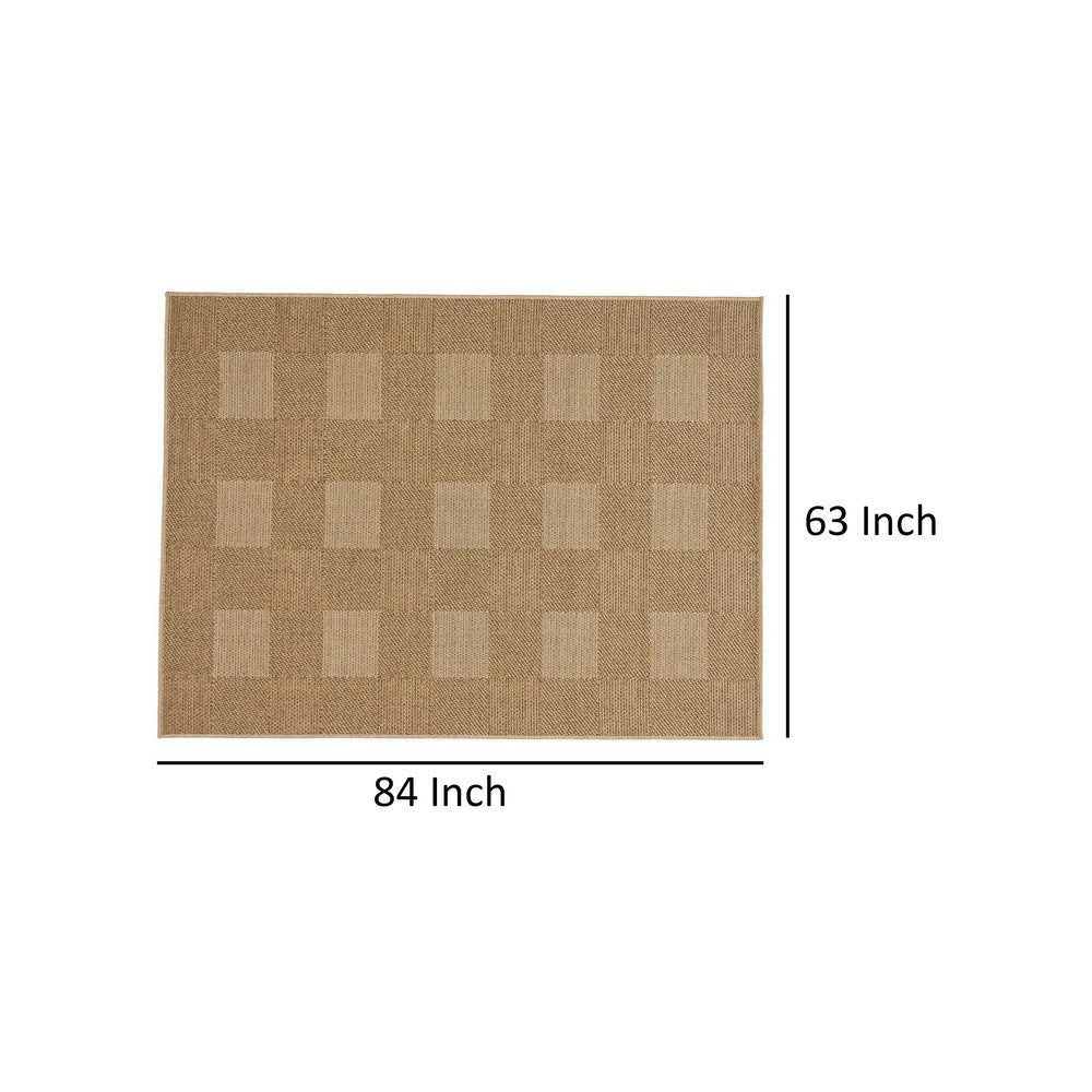 Ricky Area Rug Rectangular 5 x 7 Light Brown Indoor Outdoor Plaid Pattern By Casagear Home BM321219