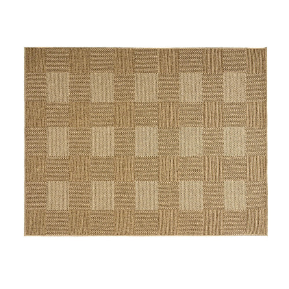 Ricky Area Rug, Rectangular 8 x 10, Light Brown Plaid, Indoor Outdoor By Casagear Home