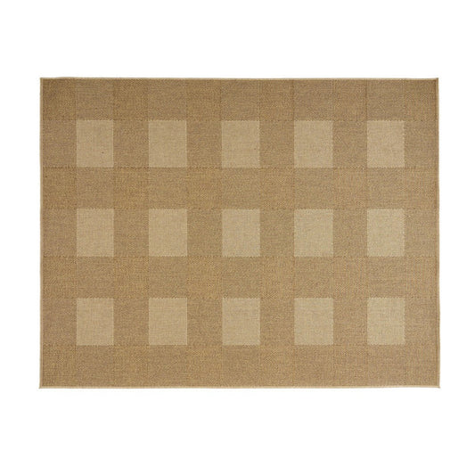 Ricky Area Rug, Rectangular 8 x 10, Light Brown Plaid, Indoor Outdoor By Casagear Home