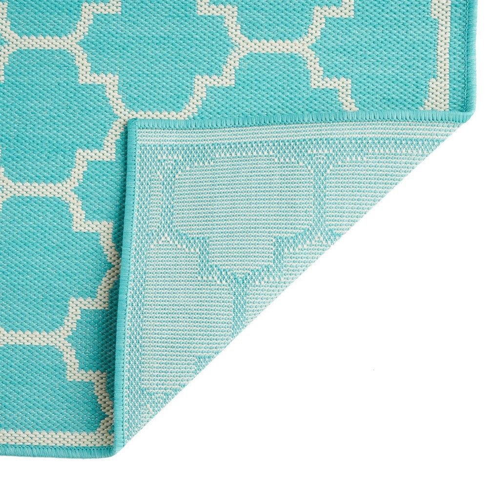 Mig Area Rug Rectangular 5 x 7 Handcrafted Teal Ivory Indoor Outdoor By Casagear Home BM321221