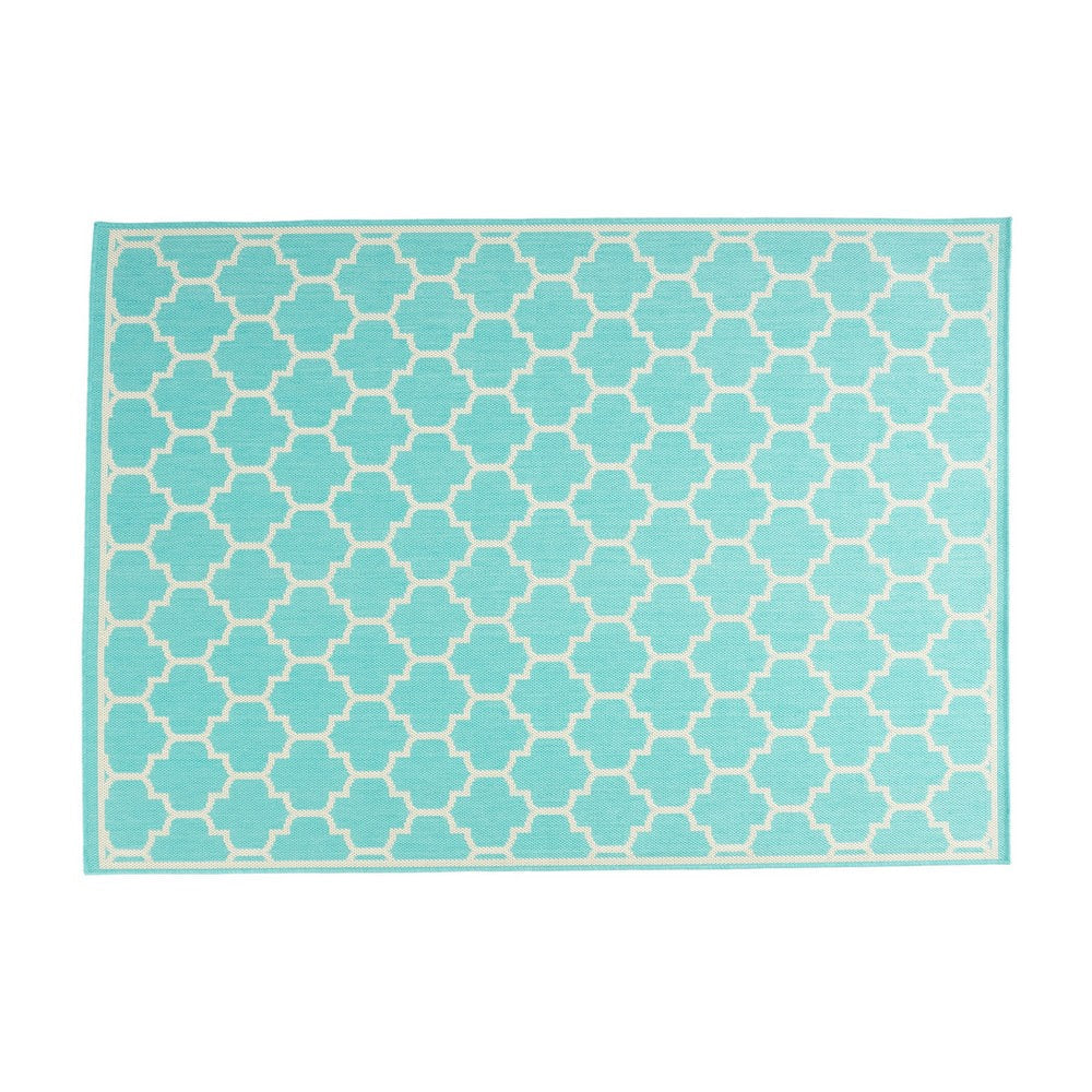 Mig Area Rug, Rectangular 5 x 7, Handcrafted Teal, Ivory Indoor Outdoor By Casagear Home