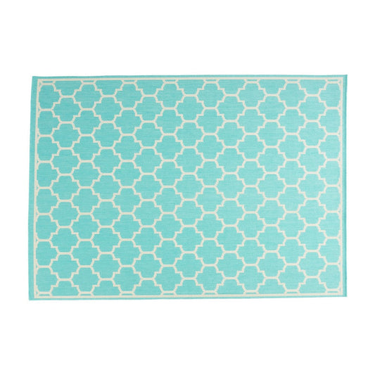 Mig Area Rug, Rectangular 5 x 7, Handcrafted Teal, Ivory Indoor Outdoor By Casagear Home