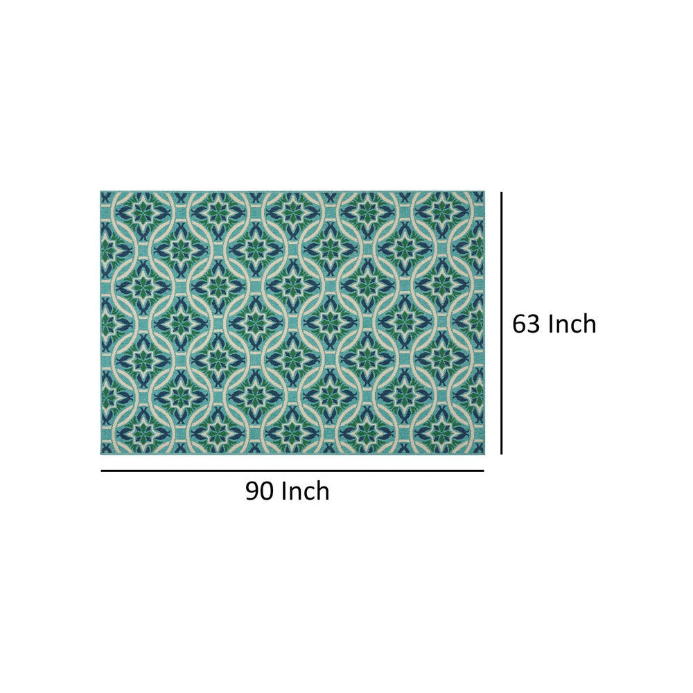 Dian 5 x 8 Area Rug Blue Green White Indoor Outdoor Intricate Design By Casagear Home BM321225