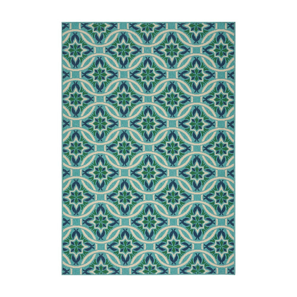 Dian 5 x 8 Area Rug, Blue, Green, White Indoor Outdoor, Intricate Design By Casagear Home