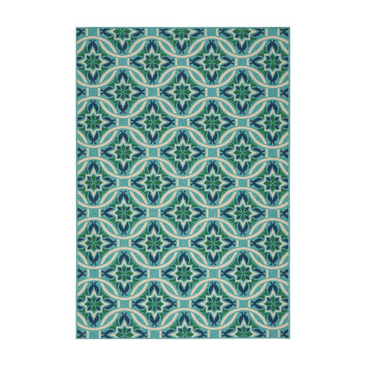 Dian 5 x 8 Area Rug, Blue, Green, White Indoor Outdoor, Intricate Design By Casagear Home