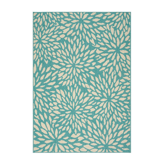 Dian Area Rug, Rectangular 5 x 8, Blue, Ivory Indoor Outdoor, Floral Design By Casagear Home