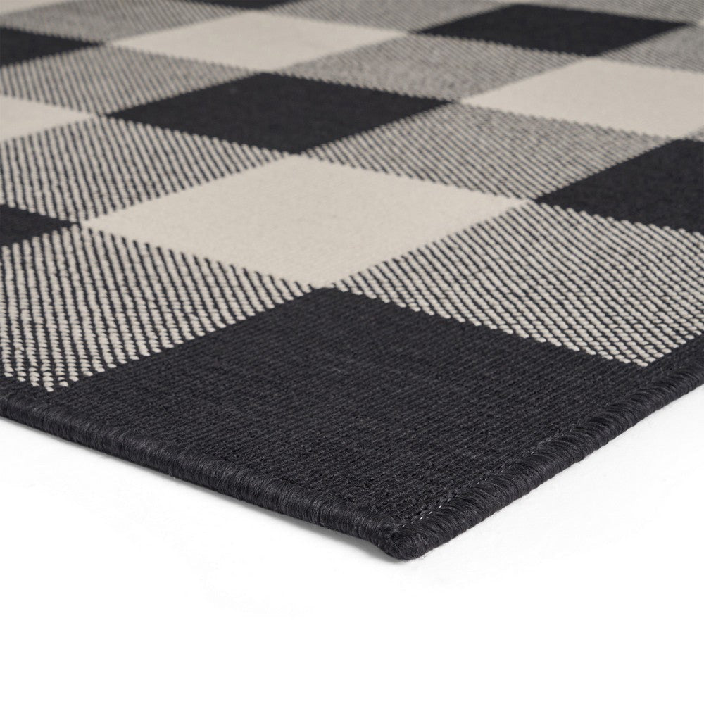 Ina Area Rug Rectangular 5 x 7 Black White Gray Checkered Pattern By Casagear Home BM321228