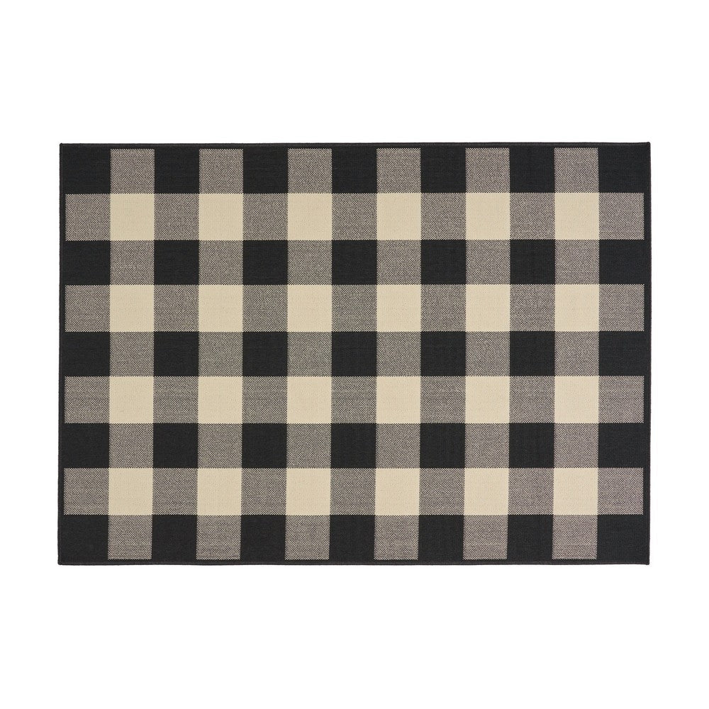 Ina Area Rug, Rectangular 5 x 7, Black, White, Gray Checkered Pattern By Casagear Home