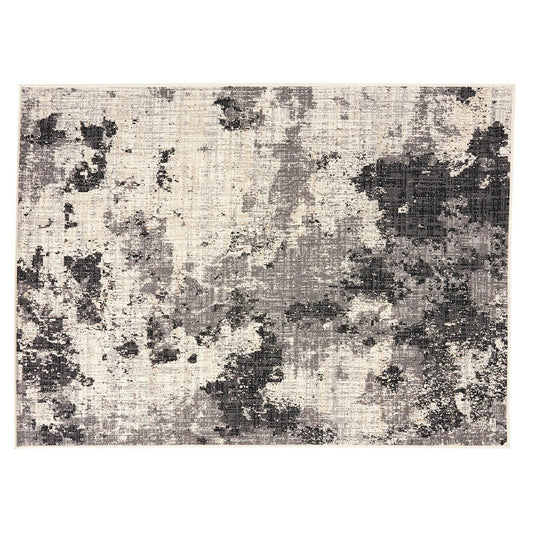 Mike Area Rug, 5 x 7, Black and Ivory, Indoor Outdoor, Abstract Design By Casagear Home