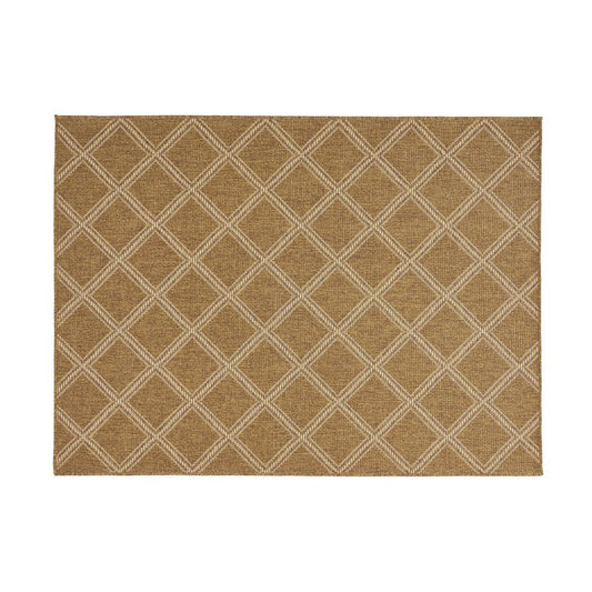 Nicks Area Rug, Rectangular 5 x 7, Brown Indoor Outdoor Diamond Pattern By Casagear Home