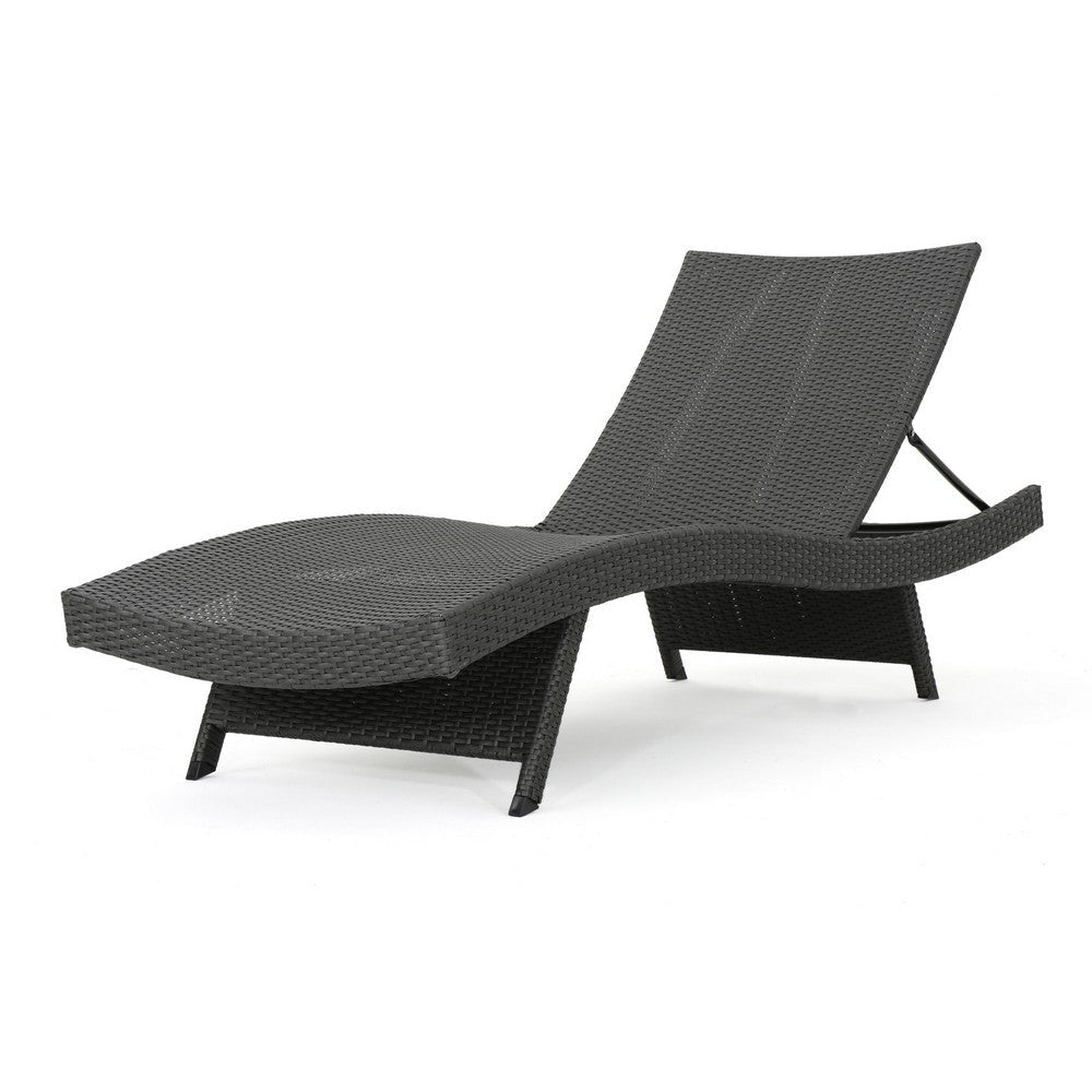 Mach Chaise Lounger Dark Gray Rattan Wicker Frame Outdoor 79 Inch By Casagear Home BM321243