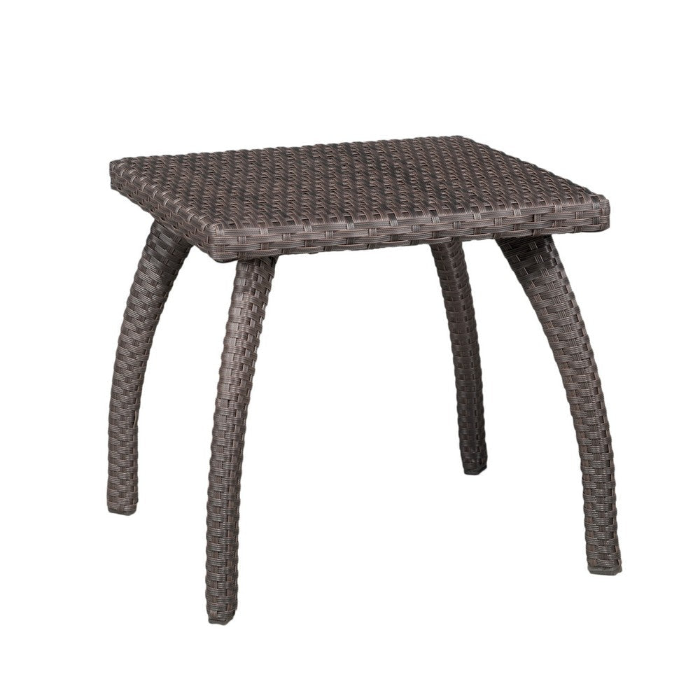 Honi Side End Table Square 19 Inch Brown Outdoor Rattan Iron Curved Legs By Casagear Home BM321250