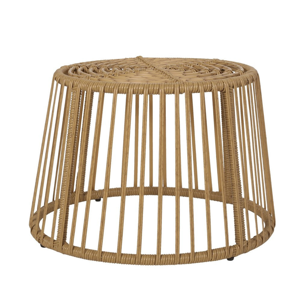 Laine 2 Piece Side Table and Chair Set Light Brown Outdoor Faux Rattan By Casagear Home BM321252