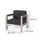 Kisa Accent Chair Black Fabric Soft Cushions Outdoor Silver Aluminium By Casagear Home BM321254