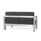 Kisa Loveseat Black Soft Cushions Outdoor Silver Aluminium 55 Inch By Casagear Home BM321255