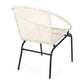 Linca Outdoor Side Chair Set of 2 White Faux Rattan Seat Black Iron By Casagear Home BM321257