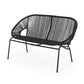 Remma Loveseat Outdoor Rattan Basket Woven Black Iron Frame 52 Inch By Casagear Home BM321258